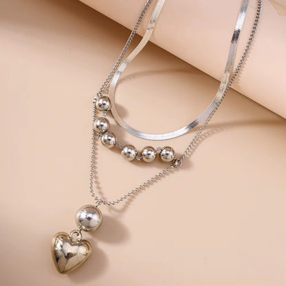 3pc Sleek Heart Necklace Stack