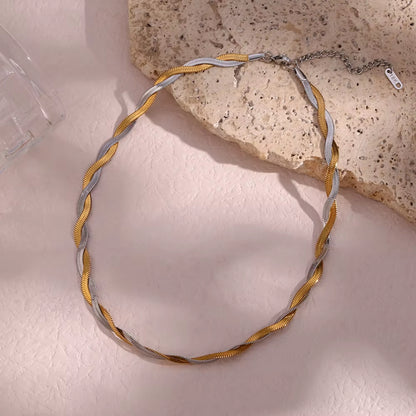 Mixed Braided Herringbone Necklace