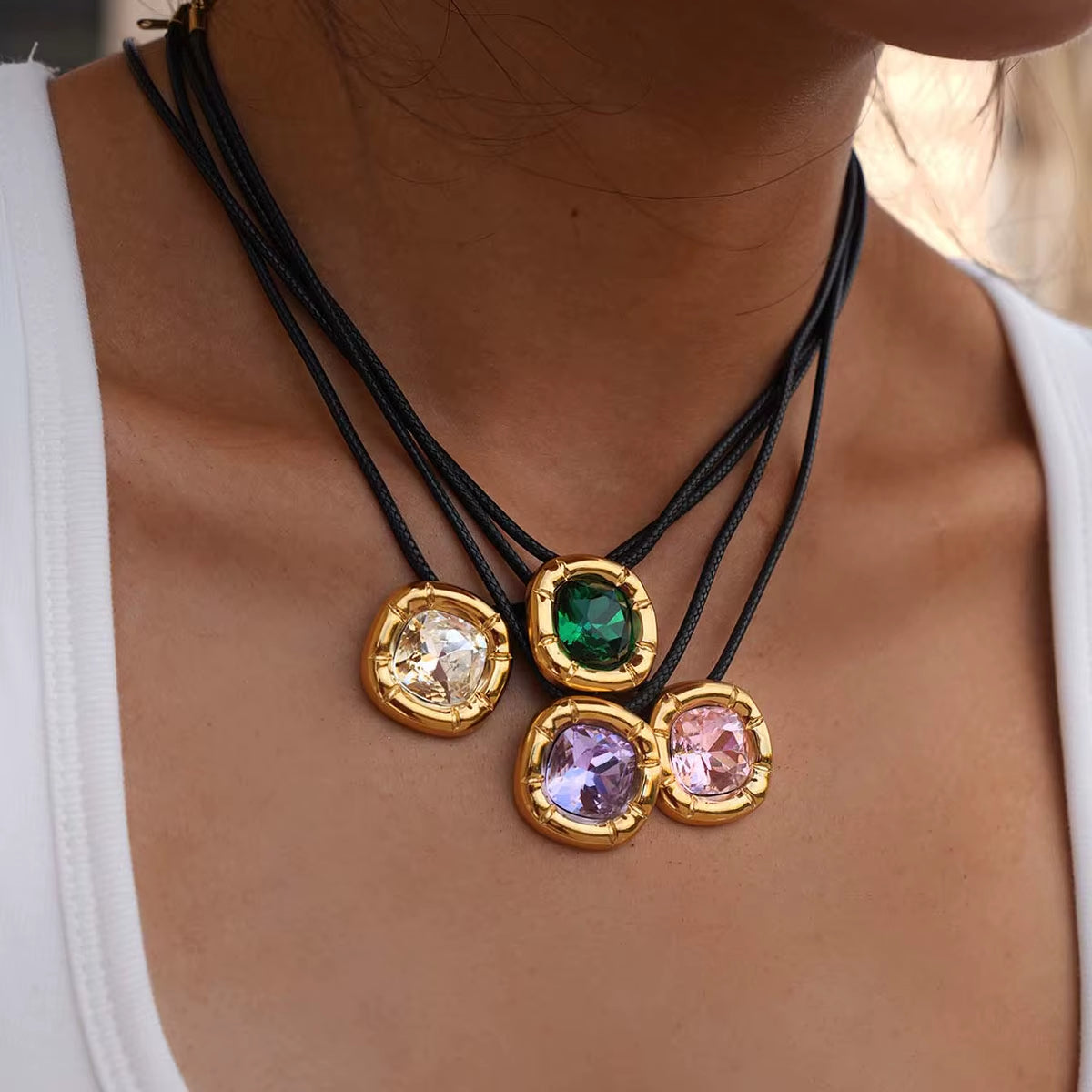 4pc Square Flower Necklace Set