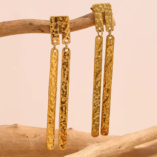 18K Vintage Textured Drop Earrings
