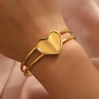 Filled Heart Cuff Bracelet