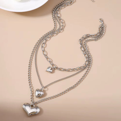 3pc Tiered Heart Statement Necklace