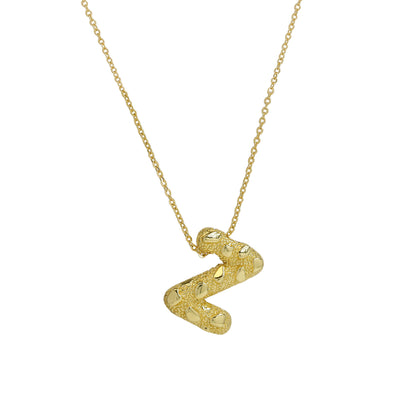 A-Z Textured Bubble Initial Necklace