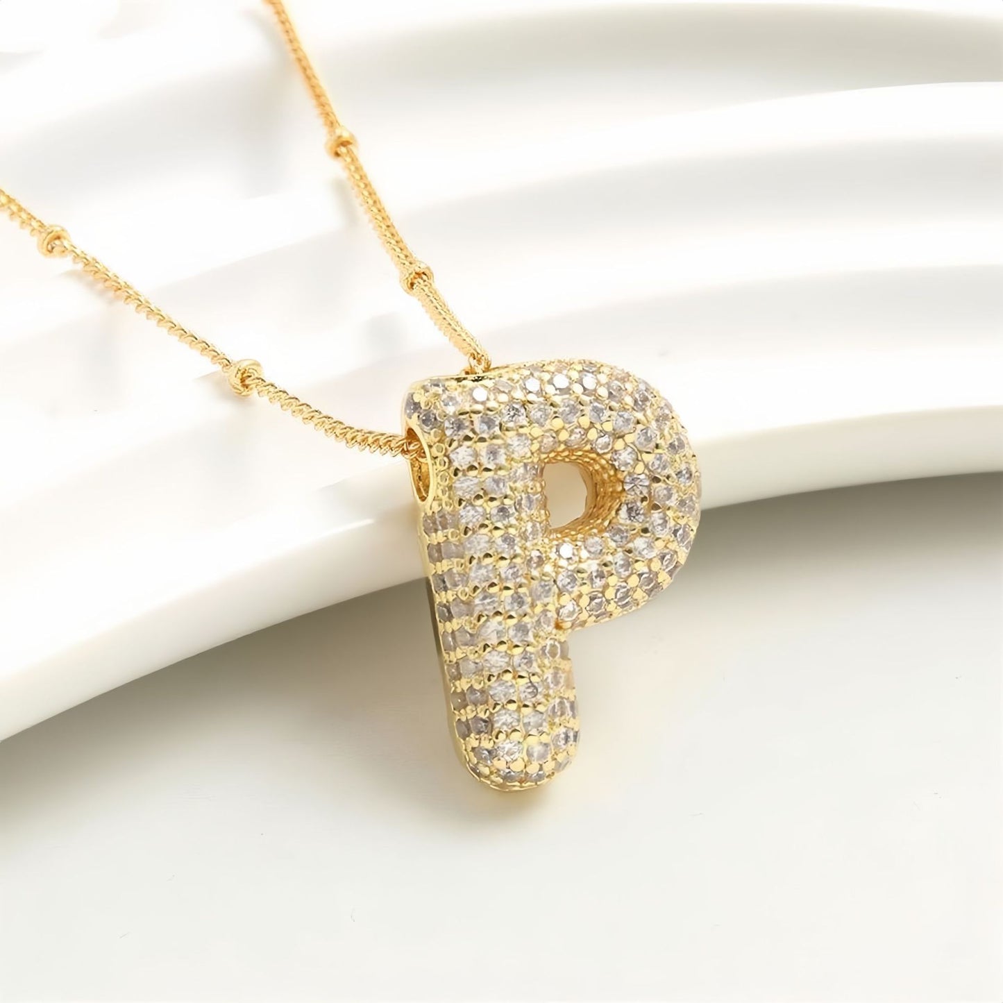 A-Z Sparkly Bubble Initial Necklace