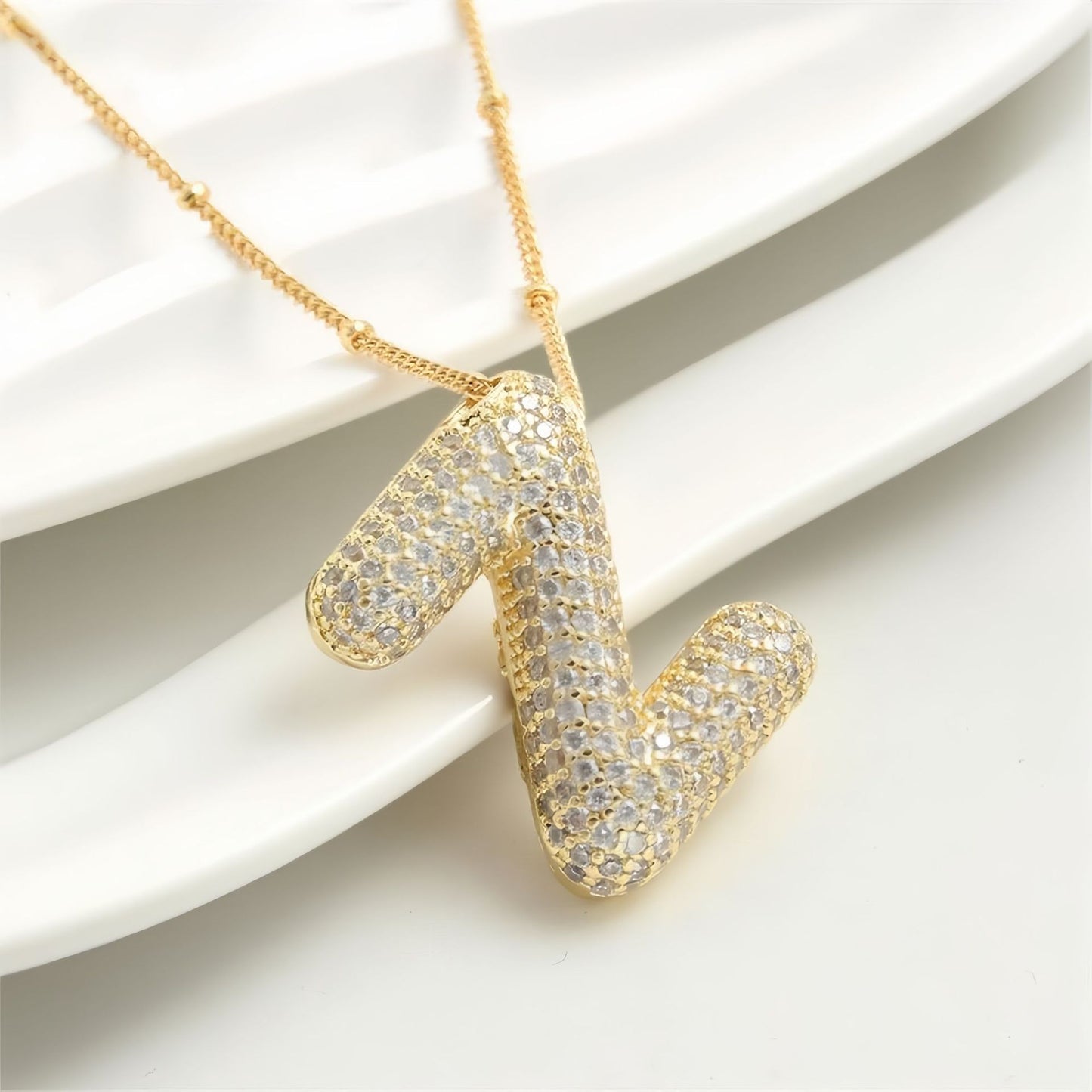 A-Z Sparkly Bubble Initial Necklace