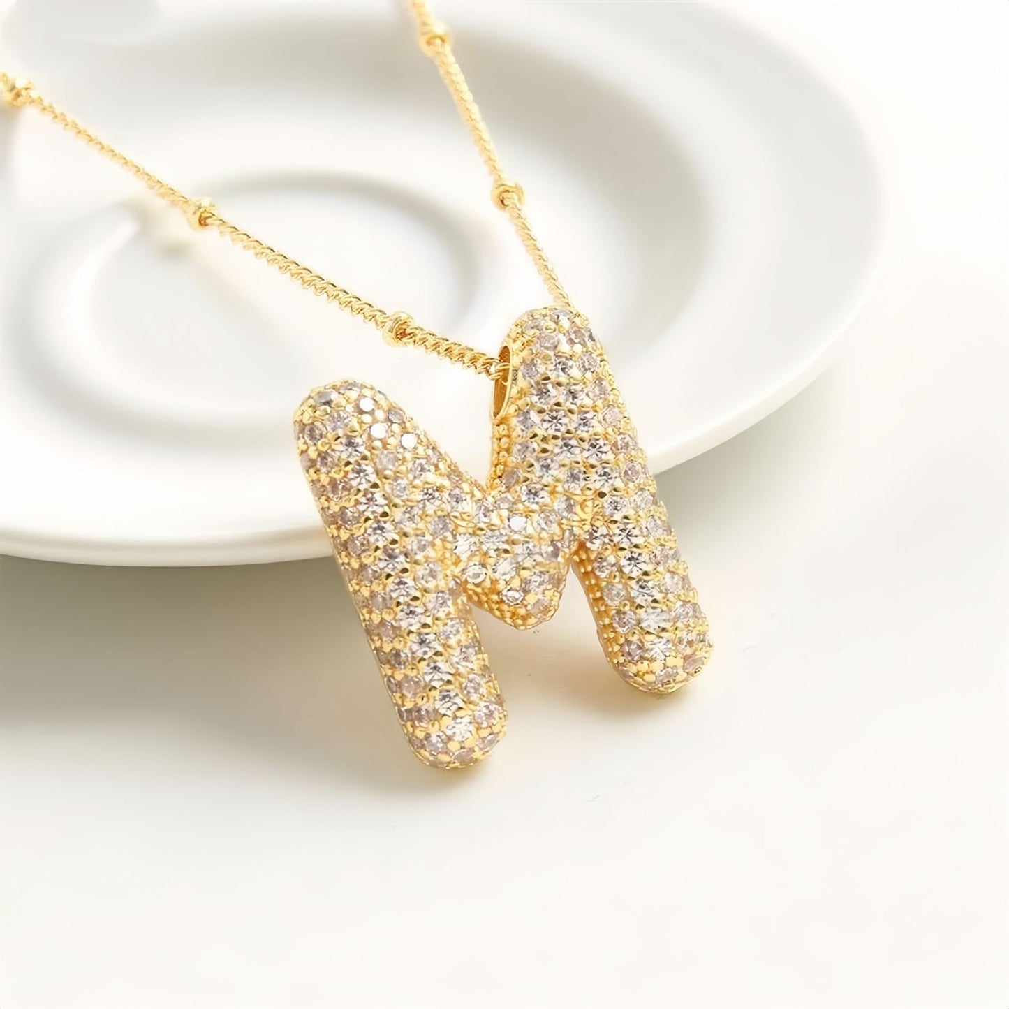 A-Z Sparkly Bubble Initial Necklace