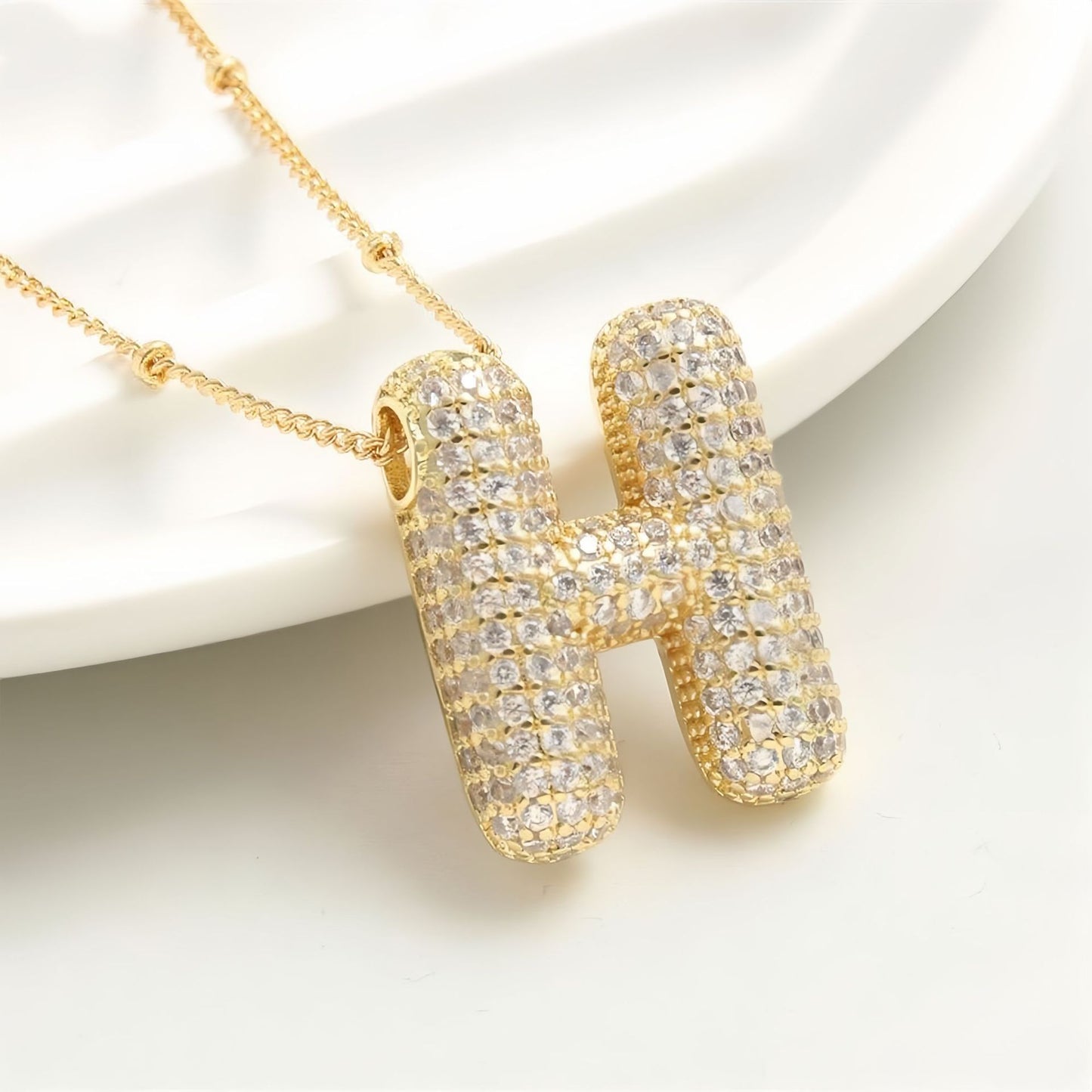 A-Z Sparkly Bubble Initial Necklace