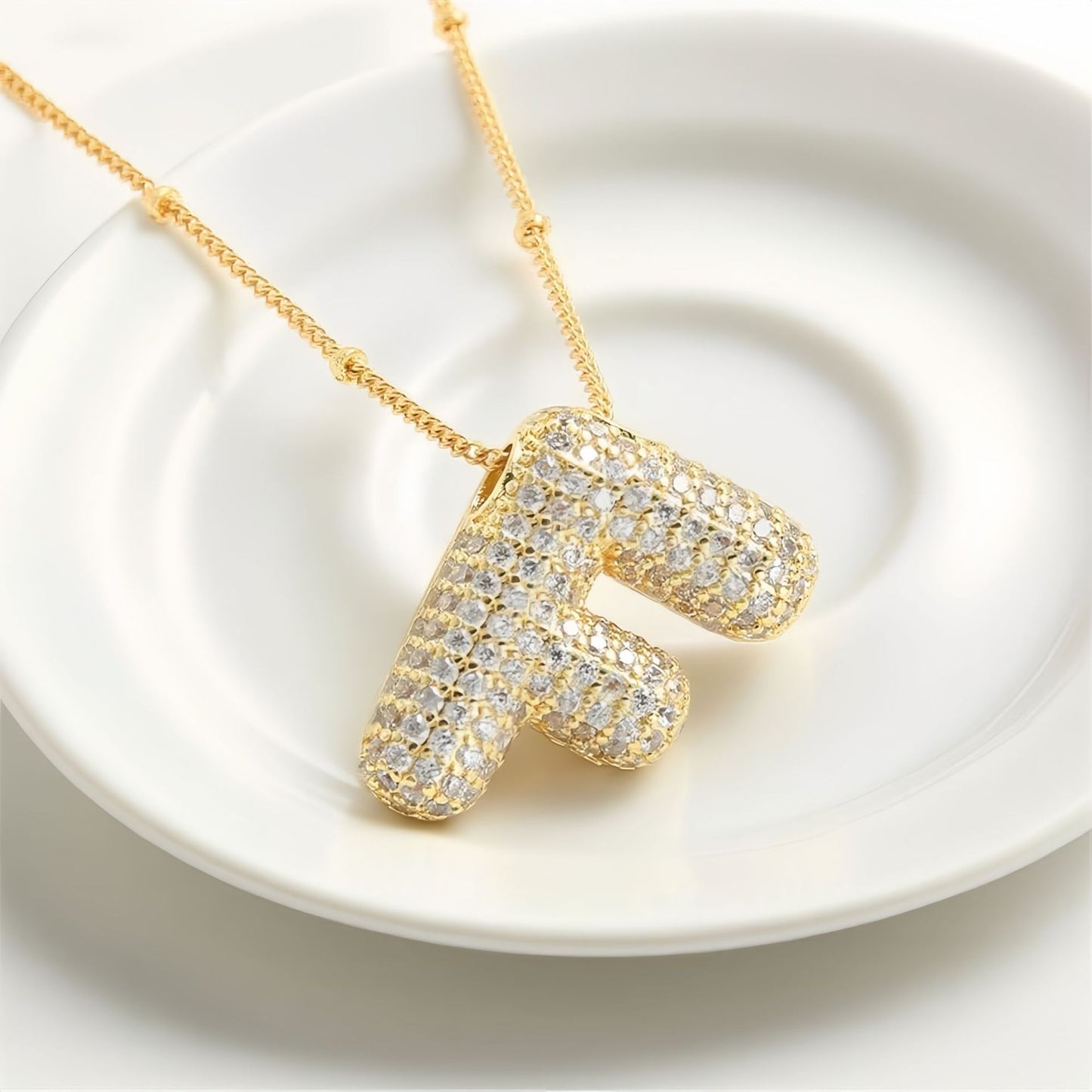 A-Z Sparkly Bubble Initial Necklace