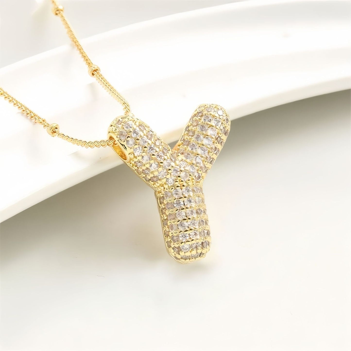 A-Z Sparkly Bubble Initial Necklace