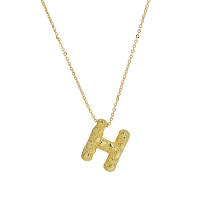 A-Z Textured Bubble Initial Necklace