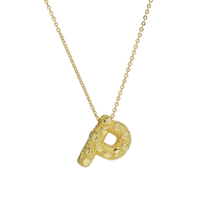 A-Z Textured Bubble Initial Necklace