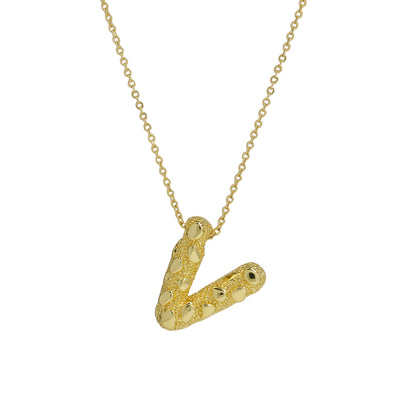 A-Z Textured Bubble Initial Necklace