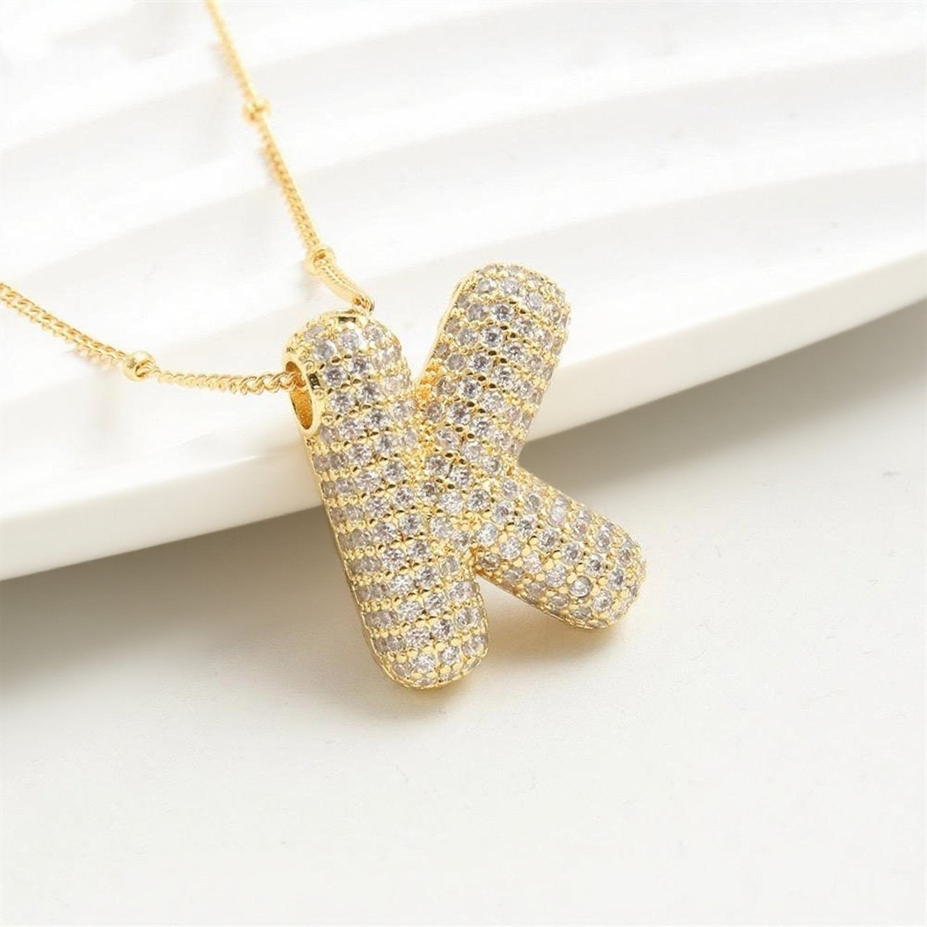 A-Z Sparkly Bubble Initial Necklace