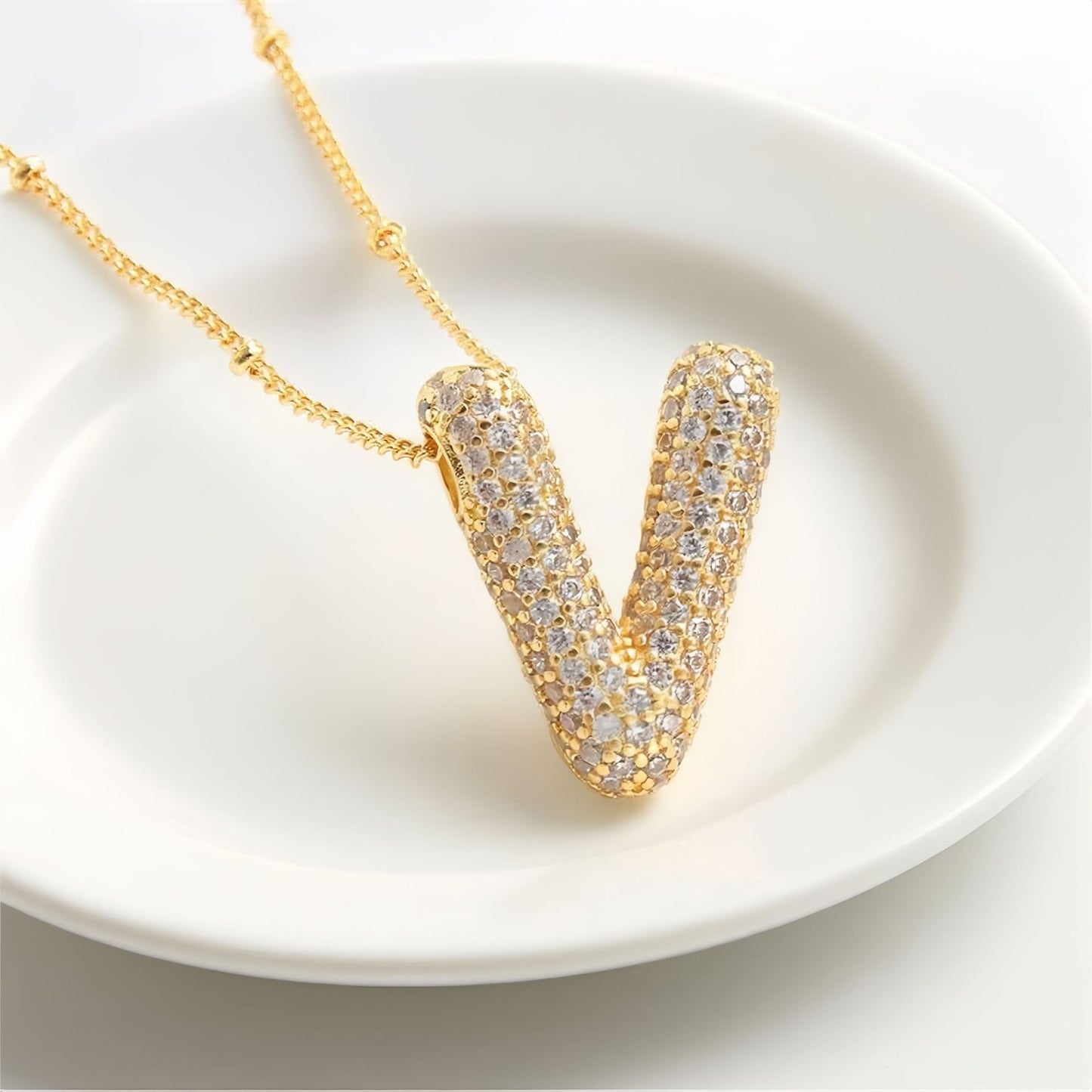 A-Z Sparkly Bubble Initial Necklace