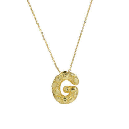 A-Z Textured Bubble Initial Necklace