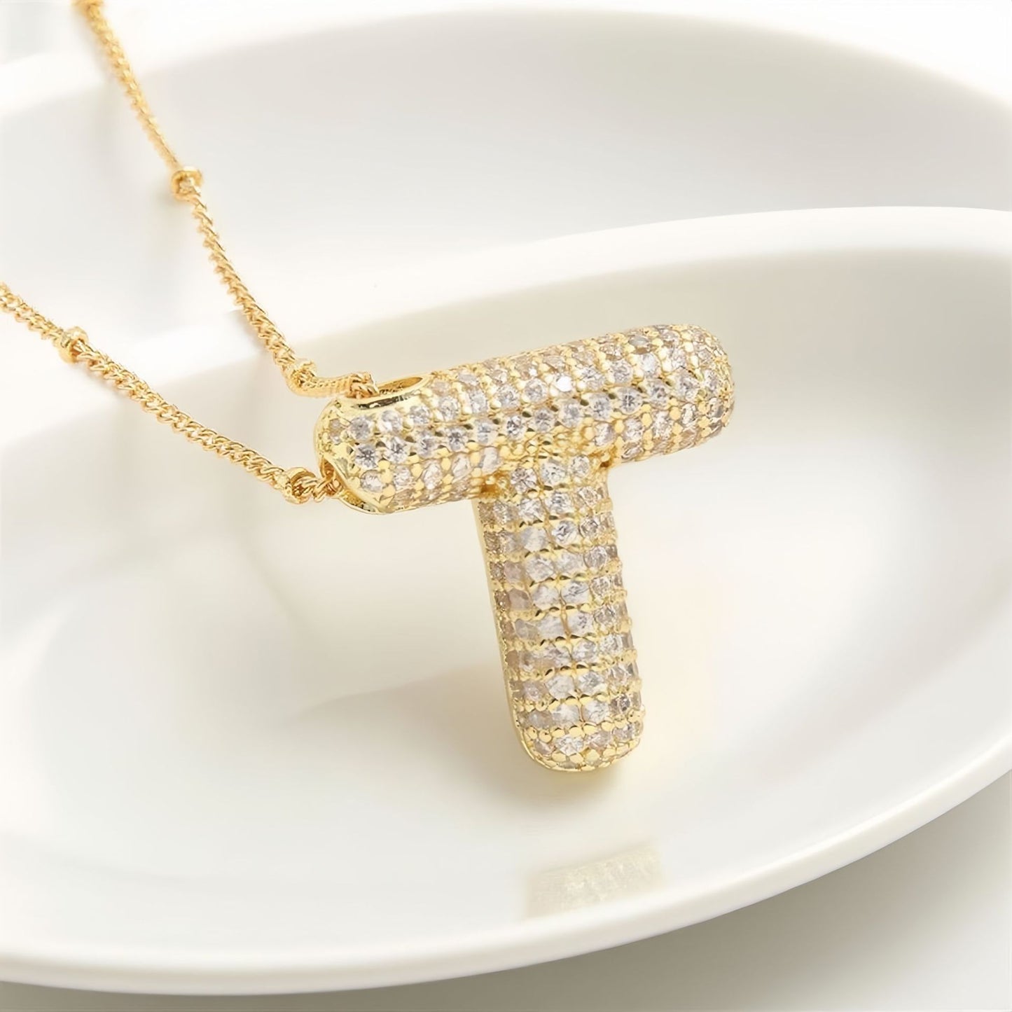 A-Z Sparkly Bubble Initial Necklace