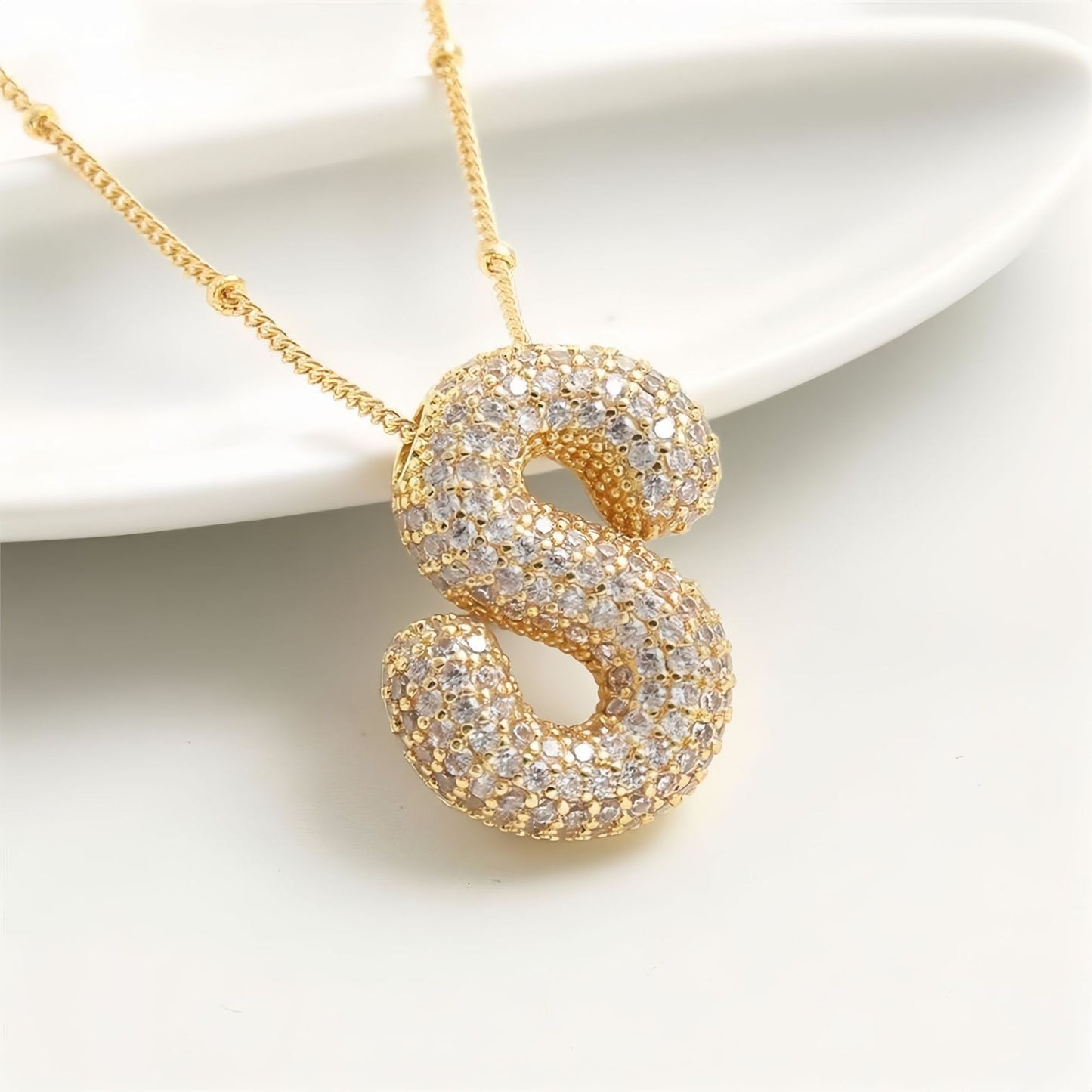 A-Z Sparkly Bubble Initial Necklace