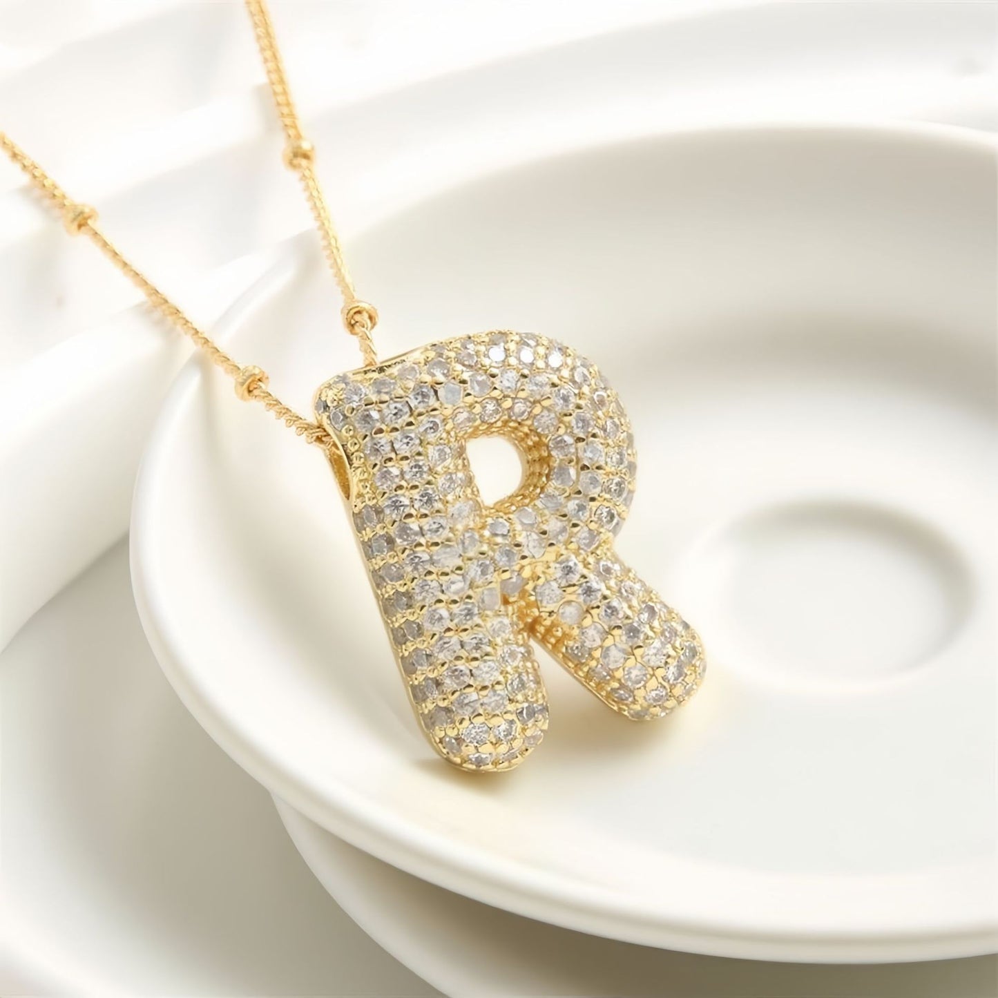 A-Z Sparkly Bubble Initial Necklace
