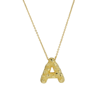 A-Z Textured Bubble Initial Necklace