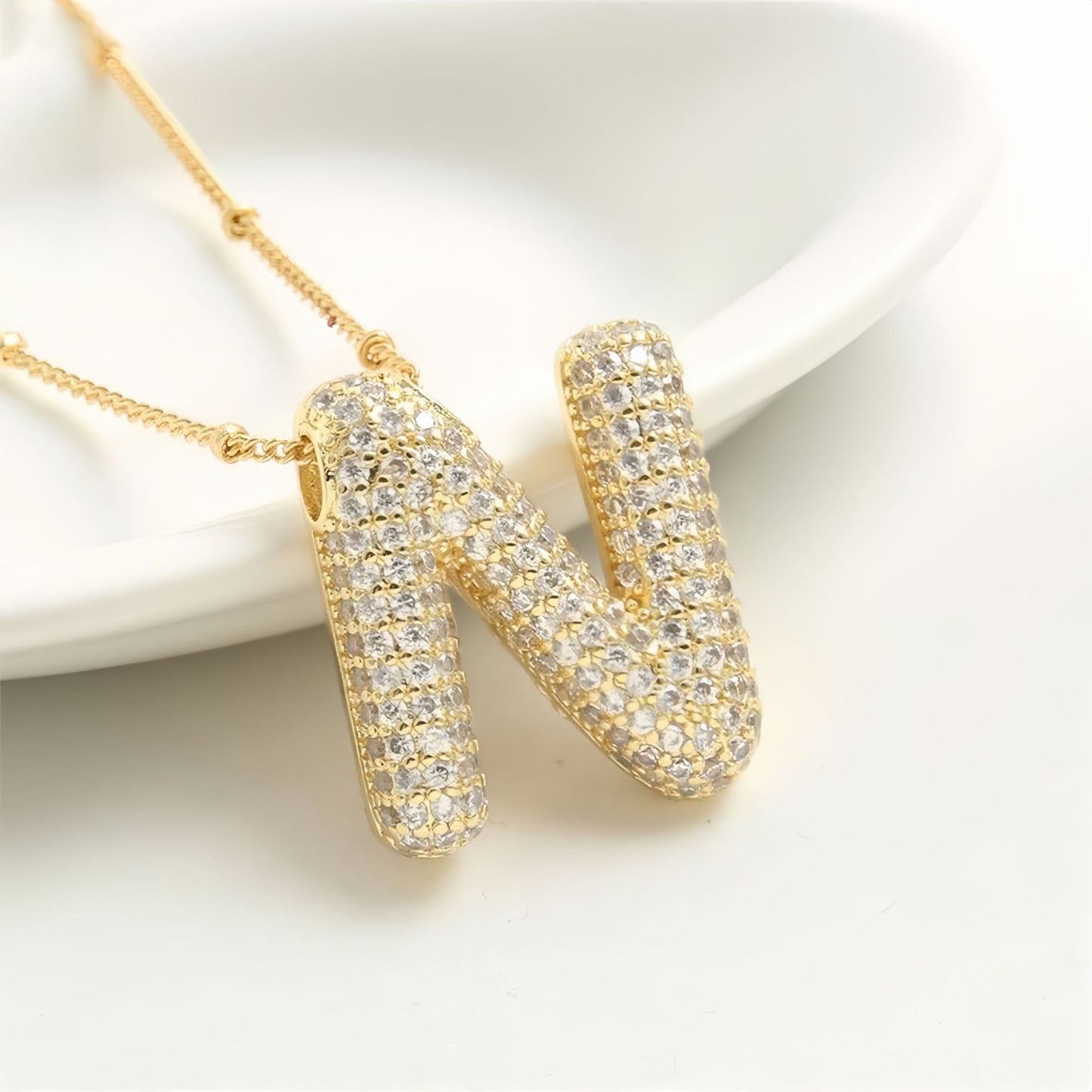 A-Z Sparkly Bubble Initial Necklace