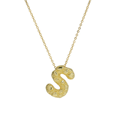 A-Z Textured Bubble Initial Necklace