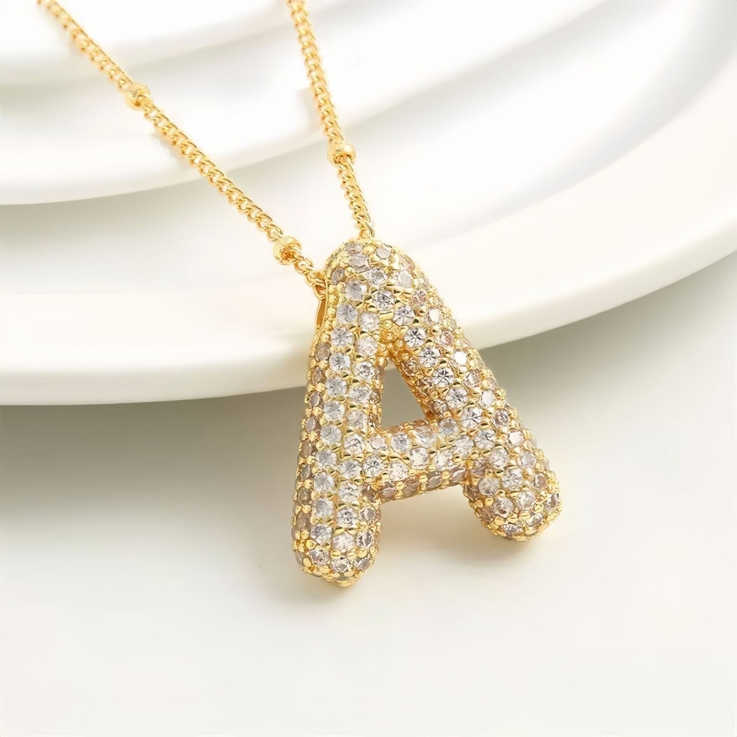 A-Z Sparkly Bubble Initial Necklace
