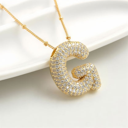 A-Z Sparkly Bubble Initial Necklace