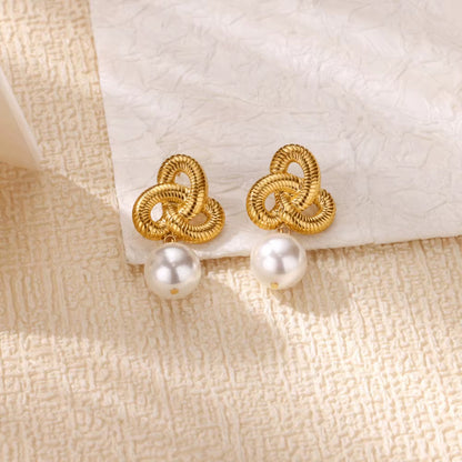 Twisted Rope Pearl Earrings