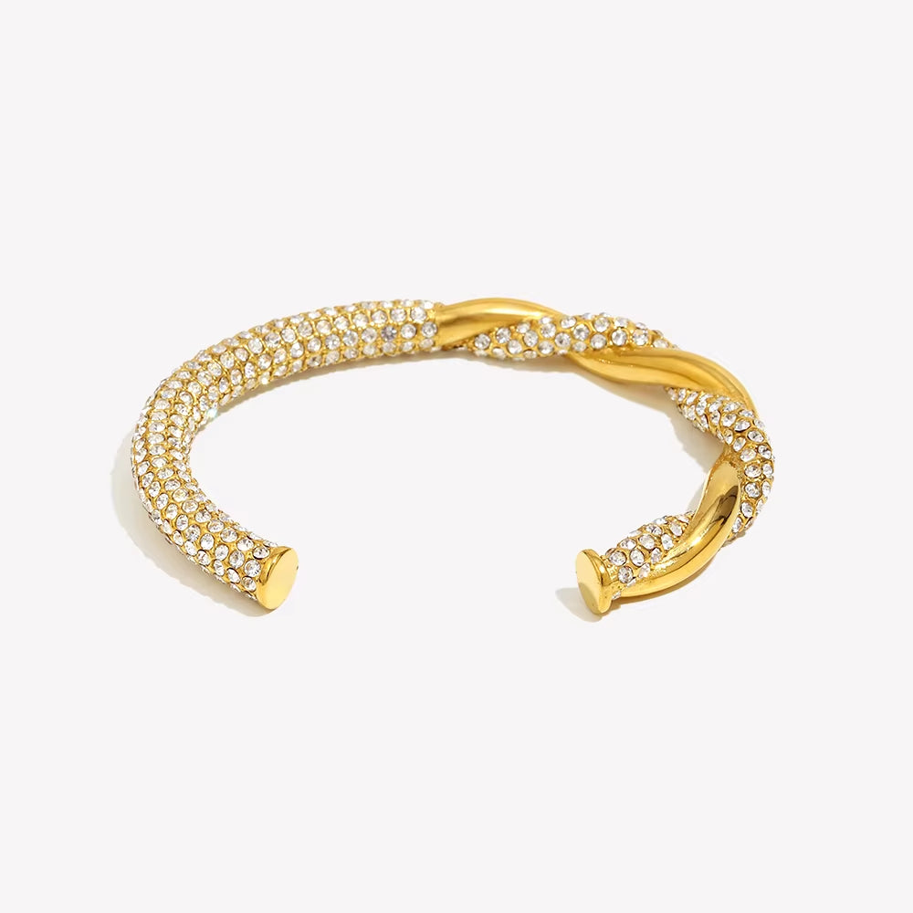 Pave Twisted Bangle Cuff