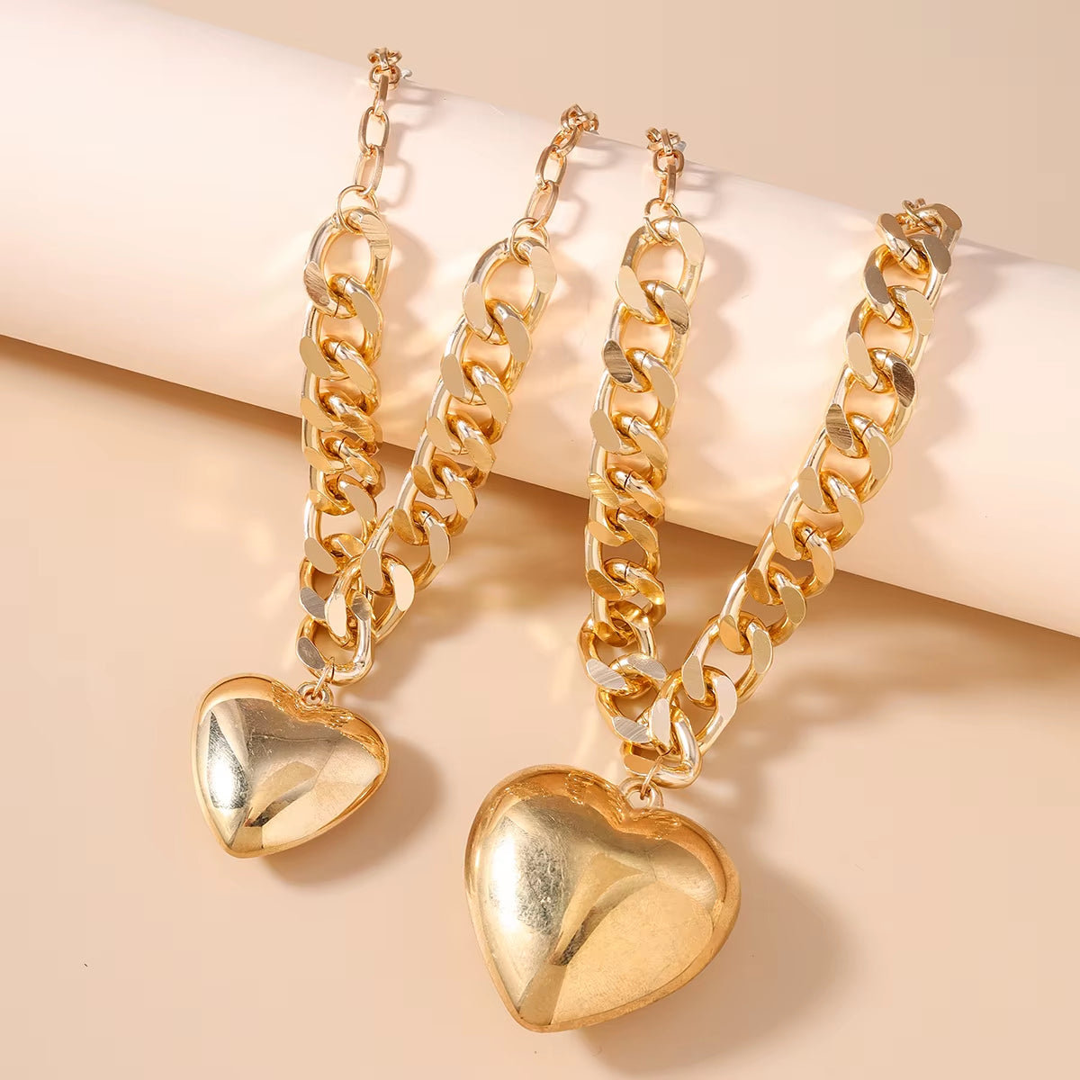 2pc Giant Heart Statement Necklace
