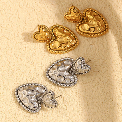 Textured Heart Beaded Earrings