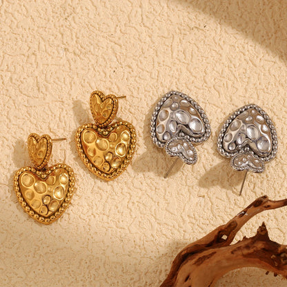 Textured Heart Beaded Earrings