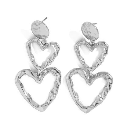 Tiered Heart Drop Earrings