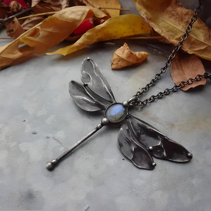 Moonstone Dragonfly Necklace