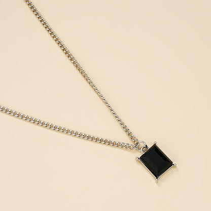 2pc Black Bead & Pendant Necklace Set