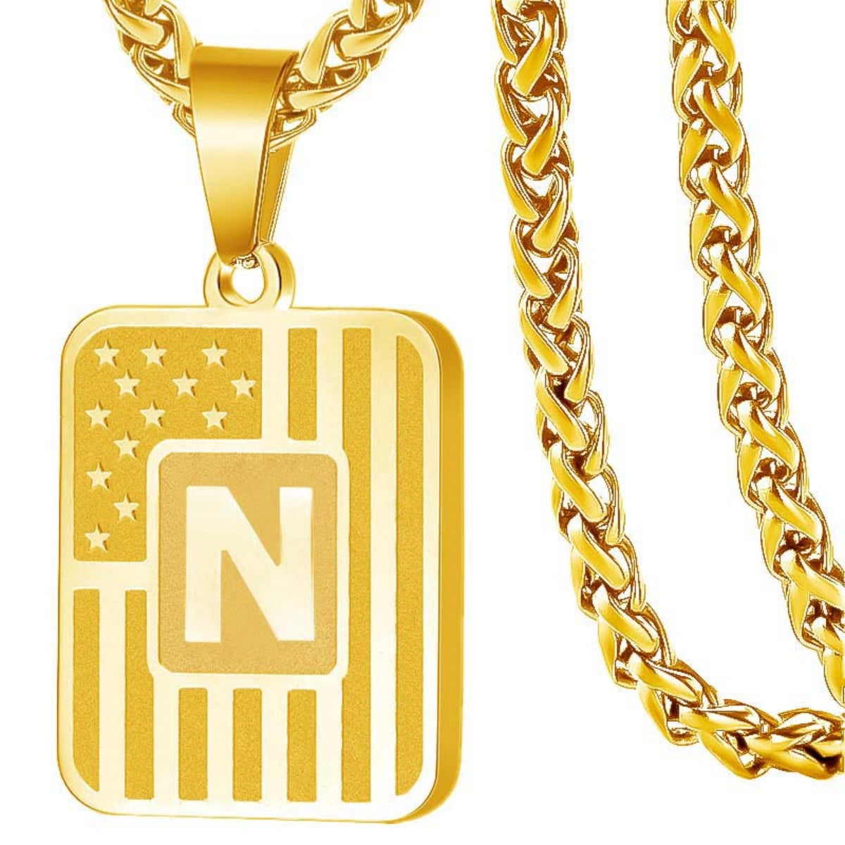 Initial Block Pendant Necklace