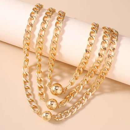 3pc Gold Ball Necklace Set