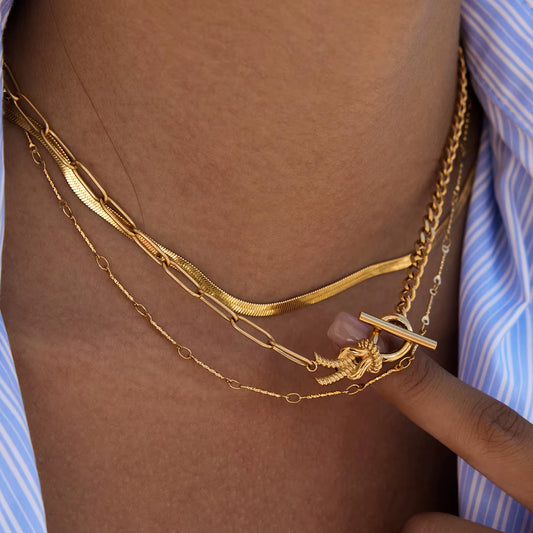 18K Knot Buckle Necklace Stack