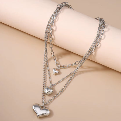 3pc Tiered Heart Statement Necklace