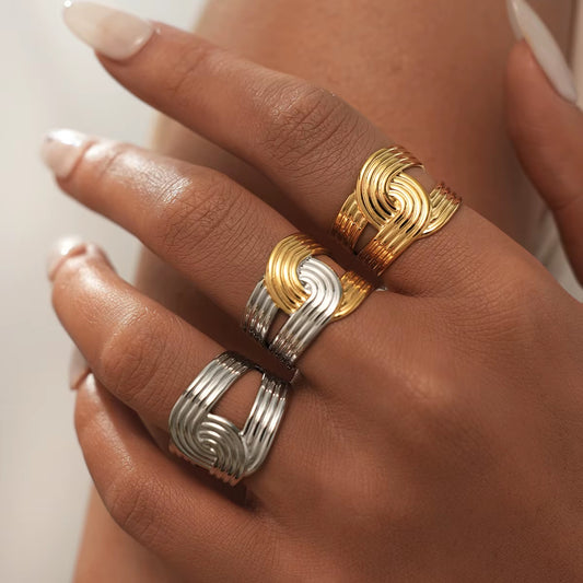 3pc Irregular Stripe Open Ring