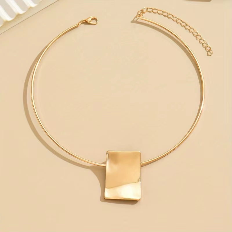Gold Square Choker Necklace