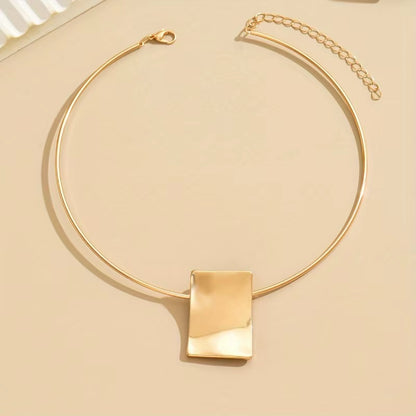 Gold Square Choker Necklace
