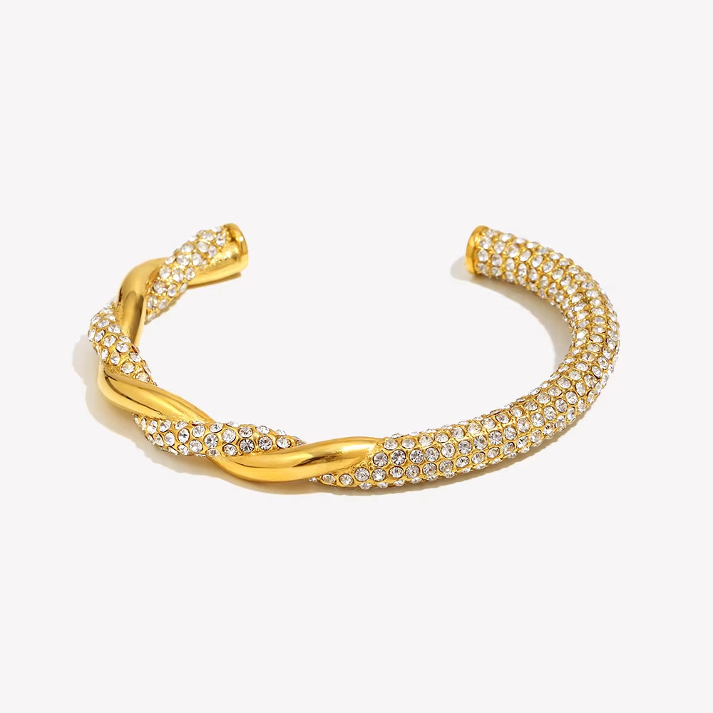 Pave Twisted Bangle Cuff