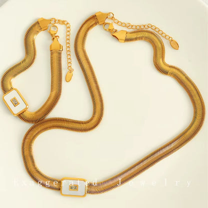 Square Pendant Snake Chain Necklace