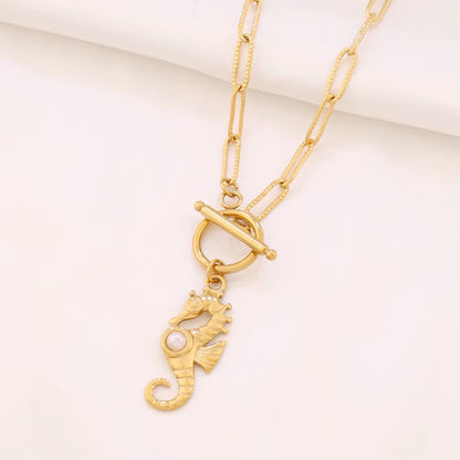 Pearl Seahorse Toggle Necklace