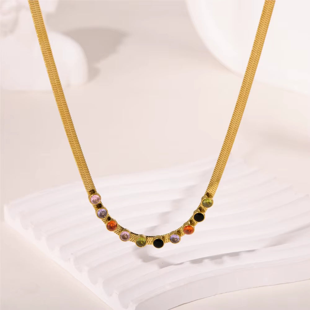 18K Jewel Tone Herringbone Set