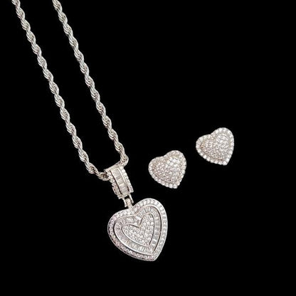 2pc Diamond Heart Jewelry Set