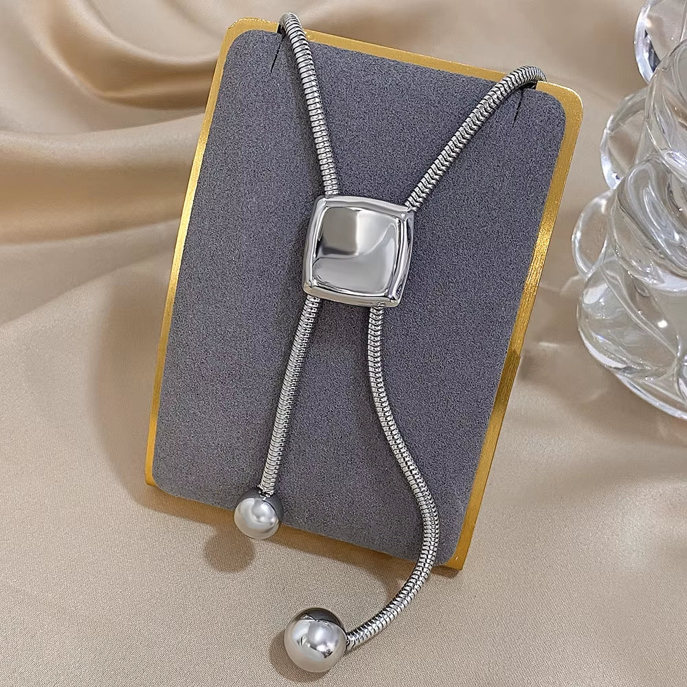Square Ball Snake Chain Necklace