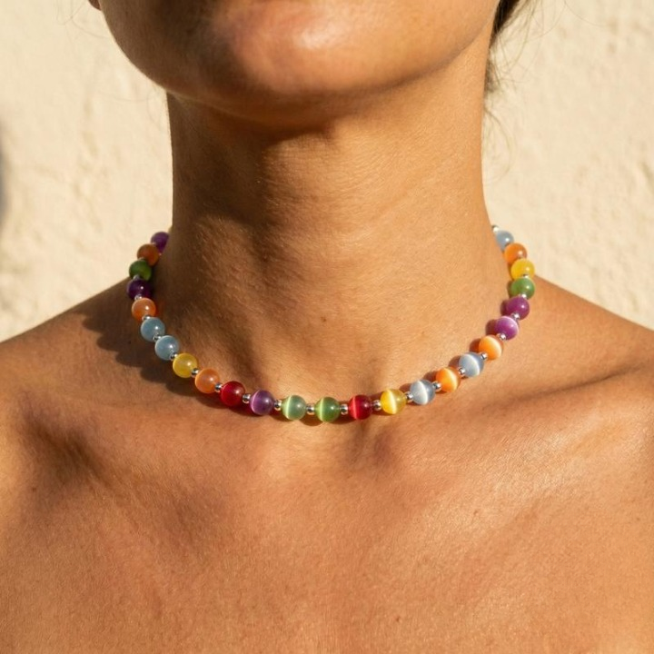 Beaded Rainbow Choker Necklace
