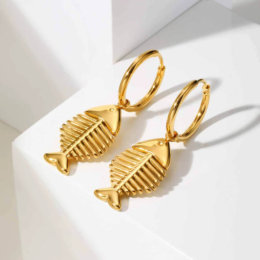 Fish Bone Dangle Earrings